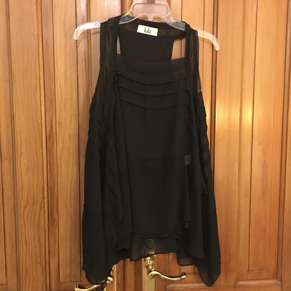 Lola sheer flowy black sleeveless blouse